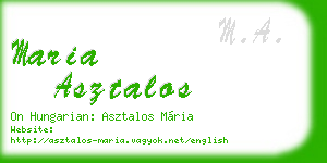 maria asztalos business card