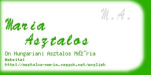 maria asztalos business card